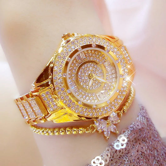 Women's Gold Rhinestone Wristwatch