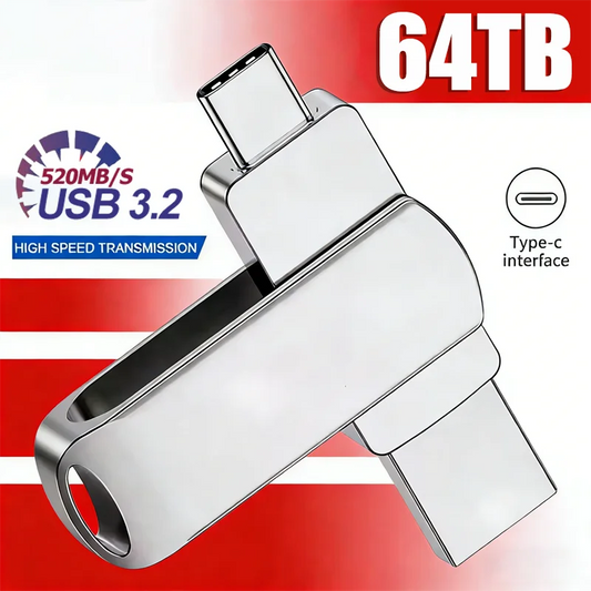 16TB USB 3.2 Flash Drive 520MB/s High Speed 2in1 OTG Pen Drive