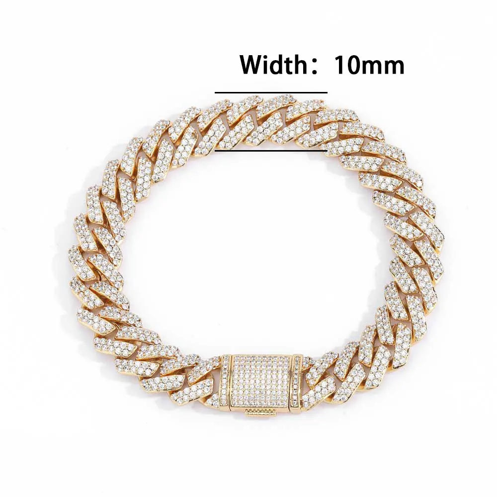 12mm Full Iced Out Diamond Cuban Link Bracelet