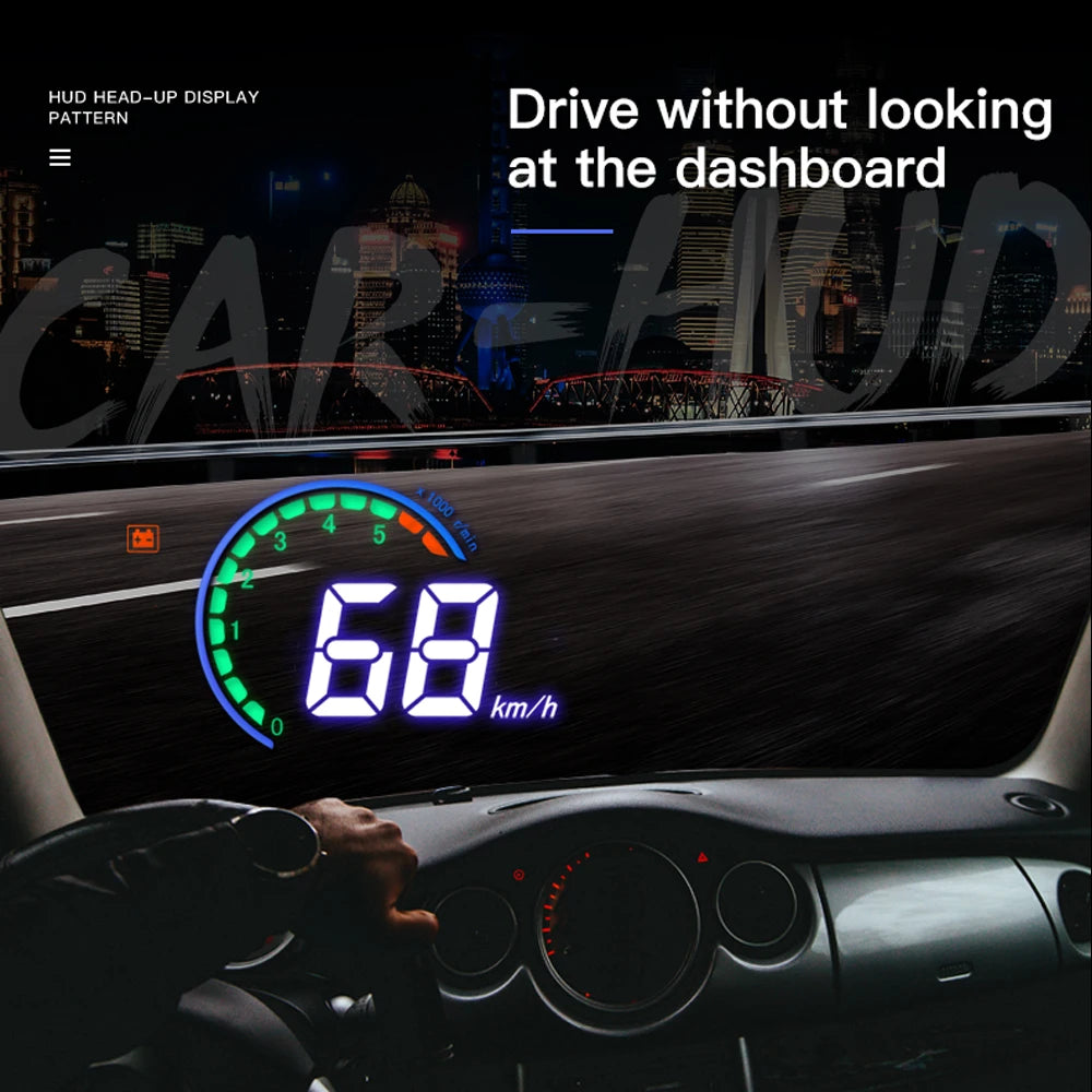 HUD Head Up Display OBD2 Car Gauge Speedometer