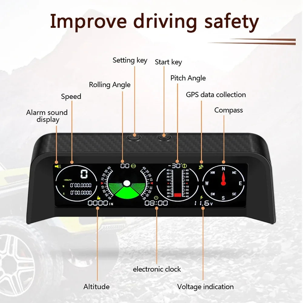 Slope Meter Inclinometer Car Altitude GPS Speedometer