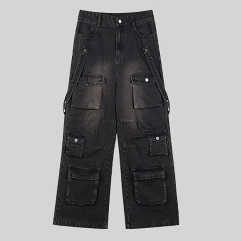 Men's High Street Multi Pocket Wide Leg Jeans