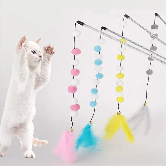 1pcs Pet Interactive Stick Feather Toys