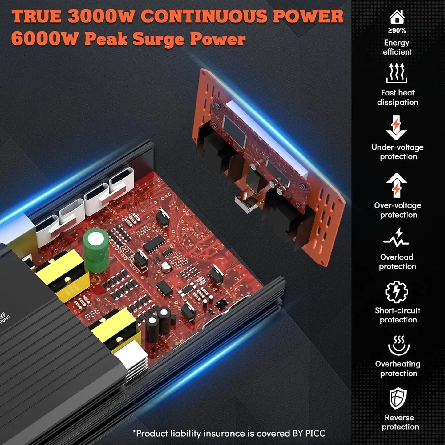 3000 Watt 12V DC to 110V Power Inverter