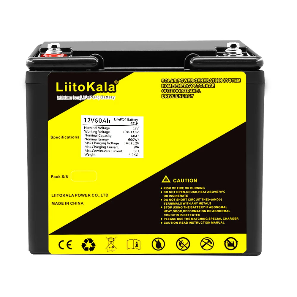 12V 60Ah Deep Cycle LiFePO4 Rechargeable Battery