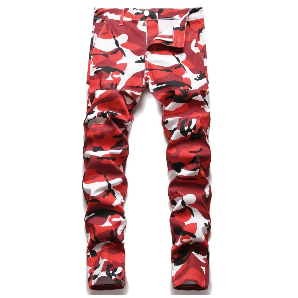 Men High Quality Denim Camouflage Jeans