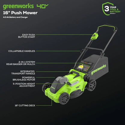 40V 16" Cordless Lawn Mower Kit