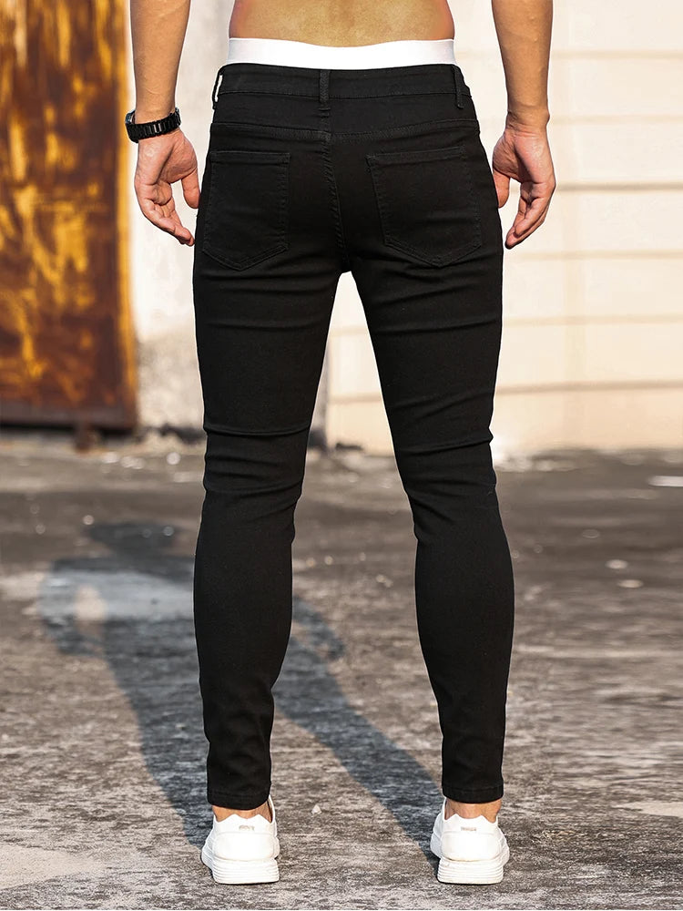 Men's Stretch Tight Ripped Jeans