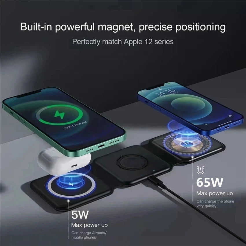 100W 3 in 1 Magnetic Portable  Wireless Charger