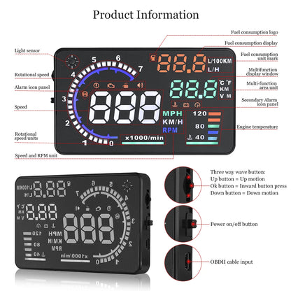 HUD Car Digital Windshield Speed Speedometer