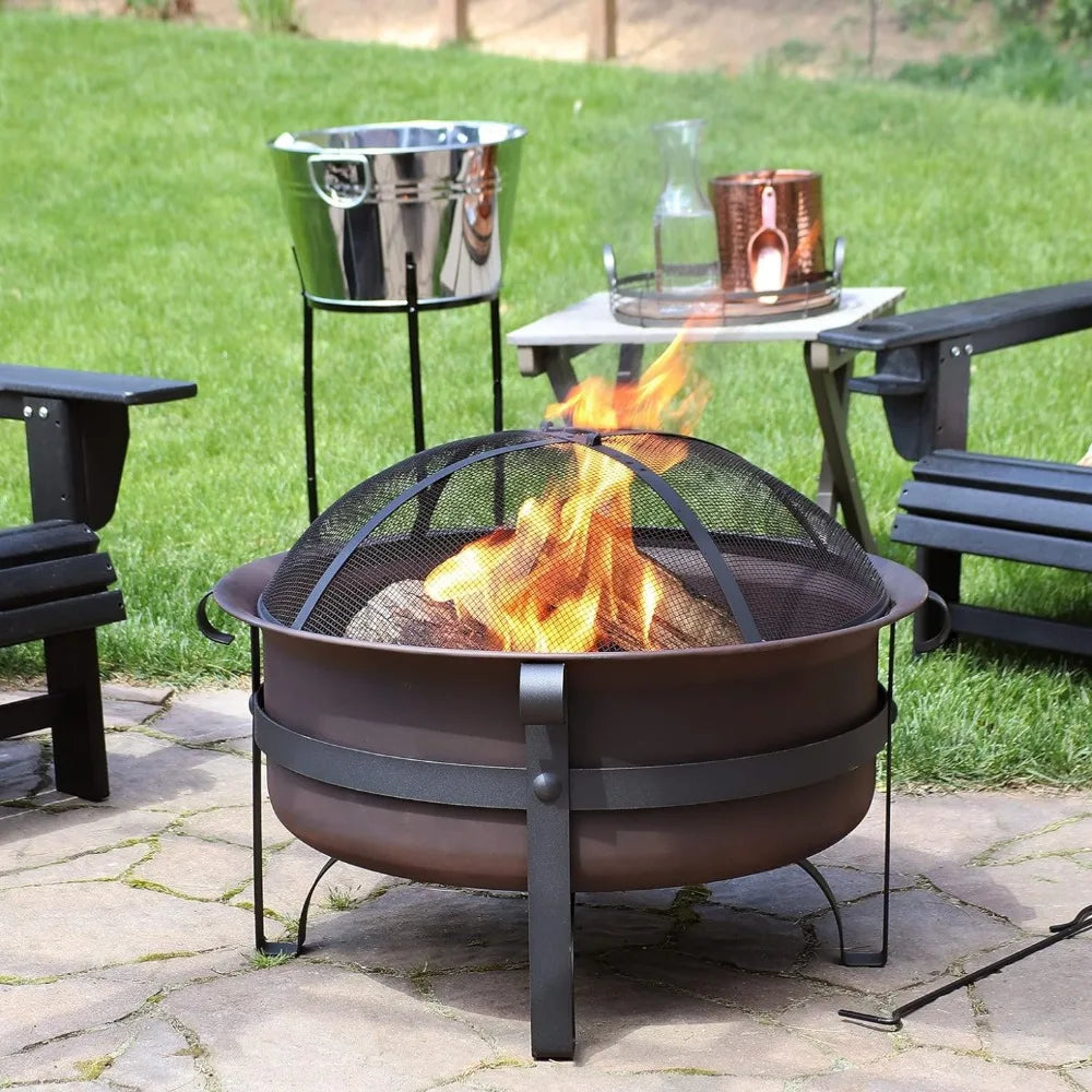 29-Inch Bronze Cauldron Wood-Burning Fire Pit Bowl