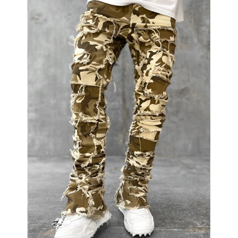 Mens Stacked Fit Ripped Jeans