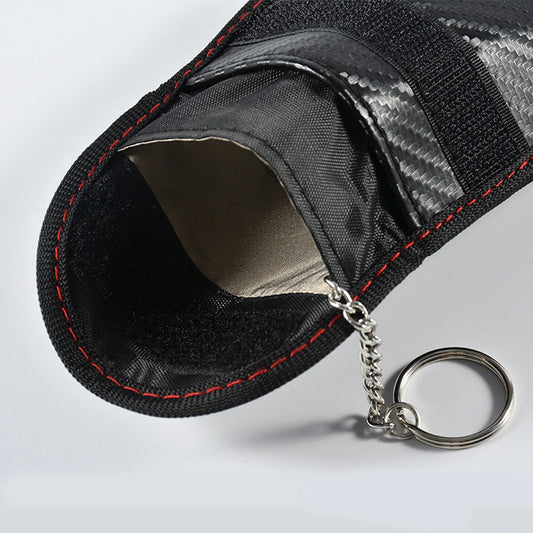 2Pcs Car Key Signal Blocker Case Carbon Fiber Faraday Cage Protector Double-Layer Car RFID Signal Blocker Key Bag for Auto Parts