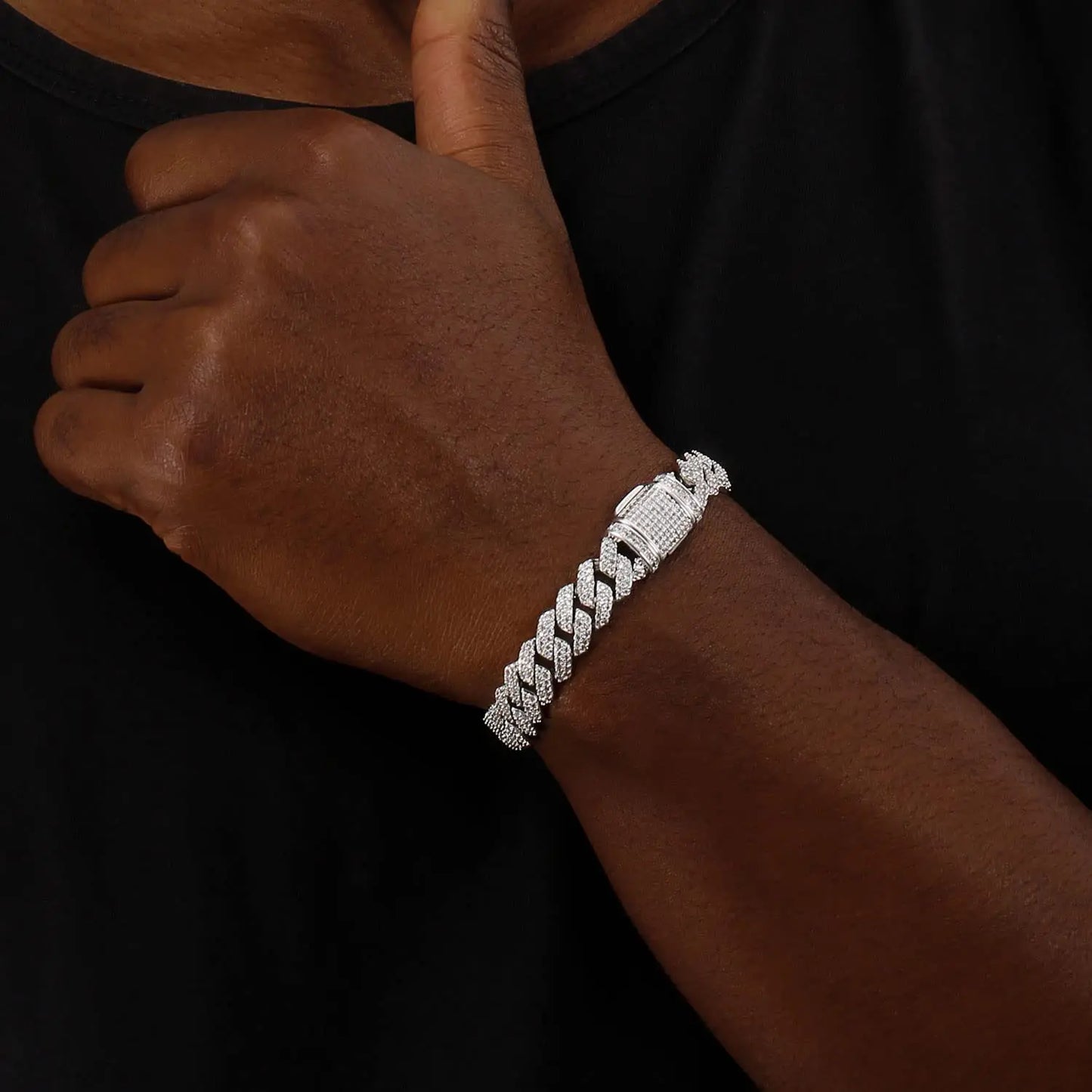 12mm Full Iced Out Diamond Cuban Link Bracelet