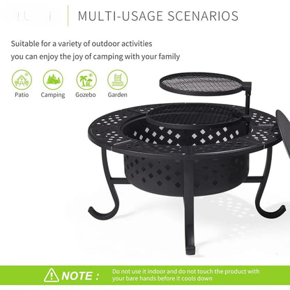 Fire Pit,36" Outdoor Wood Burning Fire Table