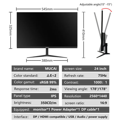 24/27 Inch 2K 75Hz Desktop Monitor