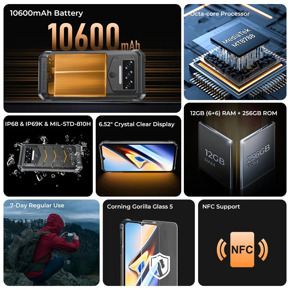 10600mAH  WP38 Rugged Smartphone