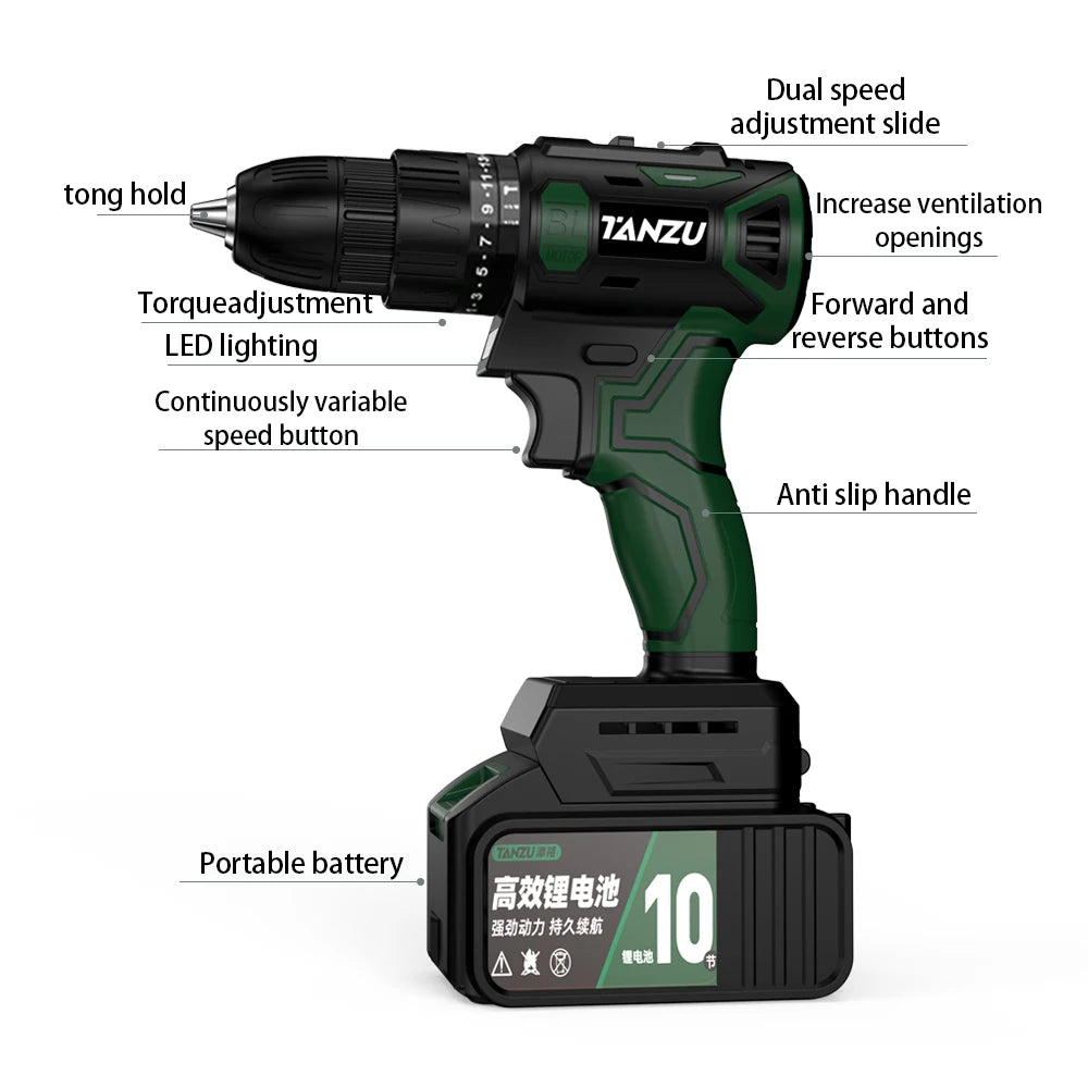 Brushless Electric Drill Impact Cordless Driller