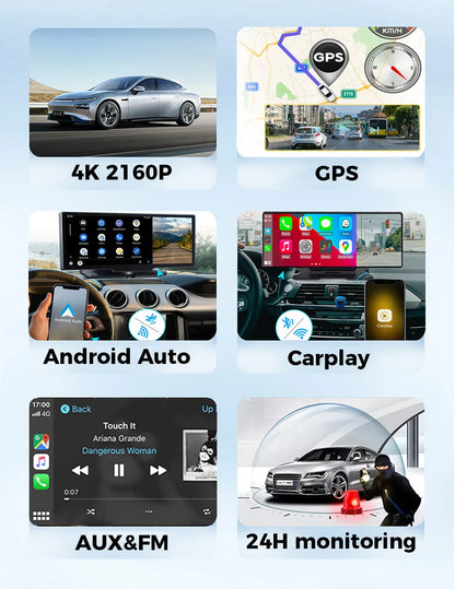 10.26" Dash Cam 4K DVR GPS Navigation