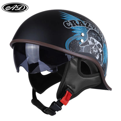 AD Retro Motorcycle Half Helmet