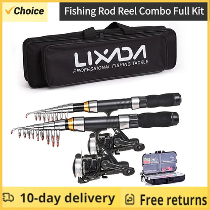 2.1m 2.3 m Telescopic Fishing Rod Reel Lure Combo Kit
