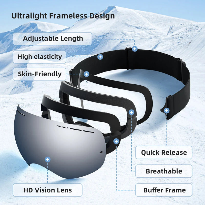 Double Layer Anti-Fog Ski Goggles