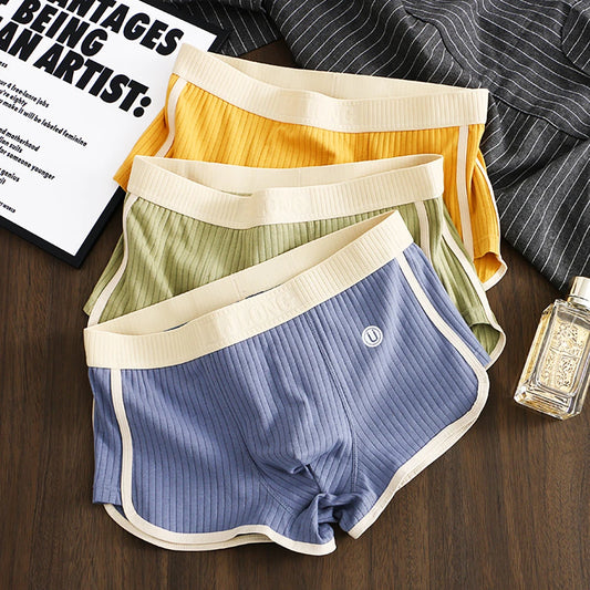 3PCS Men's Striped Cotton Boxer Underwear