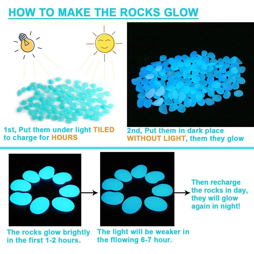 500Pcs Glow In The Dark Garden Pebbles Stones