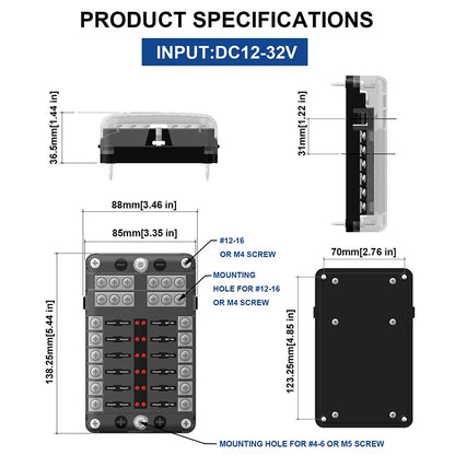 12V-24V Car Boat Fuse Box