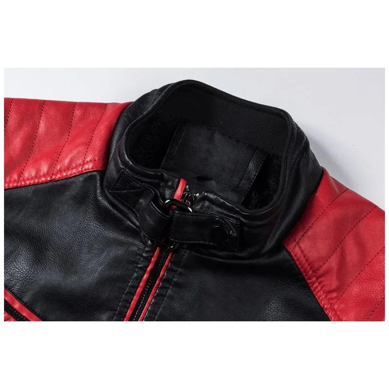 Casual Stitching Motorcycle Leather Jacket