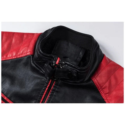 Casual Stitching Motorcycle Leather Jacket