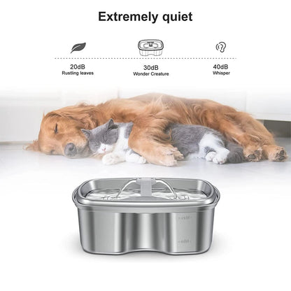 2-Way Spout Stainless Steel Cat Water Fountain