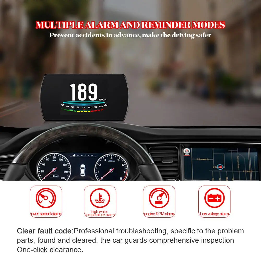 P12 Head Up Display Car OBD2 Digital Speed Clock