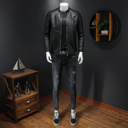 Men Fashion Motorcycle Leather Jacket