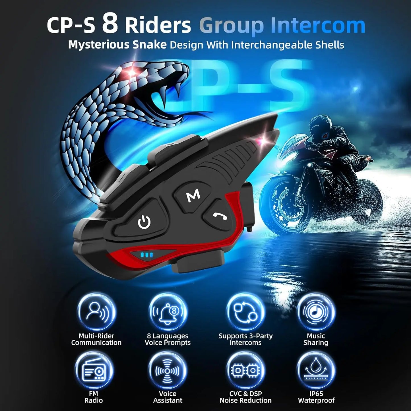 Motorcycle Helmet Bluetooth Intercom Helmet Headset CP-S 8 Riders 2000M Group Helmet Communication System Motorbike