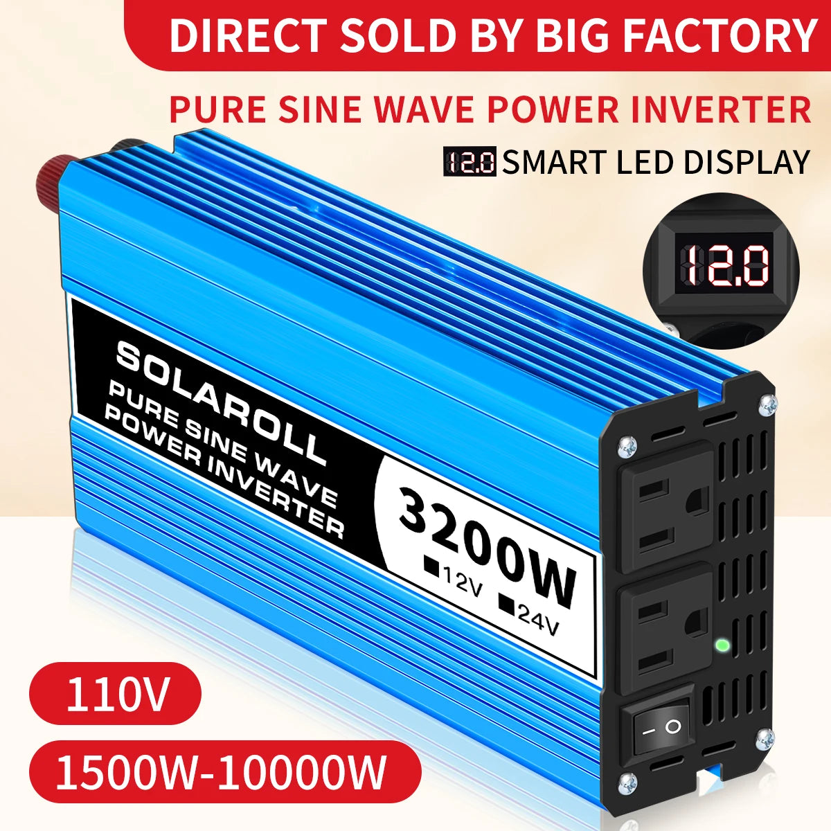 3200W DC 12V/24V Pure Sine Inverter