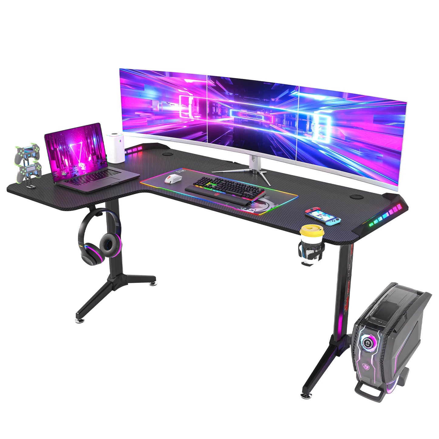 L Shaped, 60 Inch Computer Gaming Desk