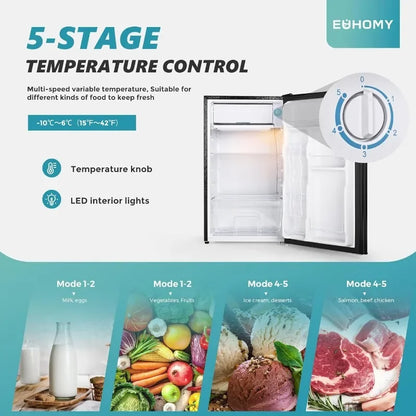 Compact LED Mini Fridge with Freezer