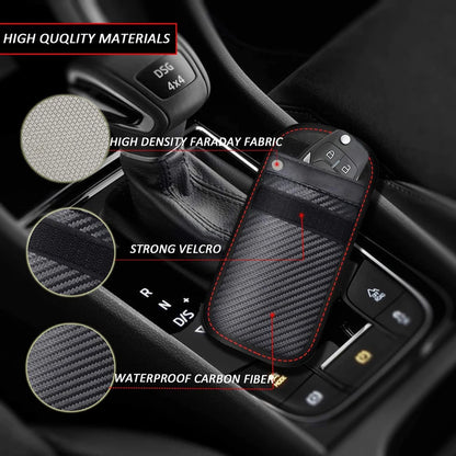 2Pcs Car Key Signal Blocker Case Carbon Fiber Faraday Cage Protector Double-Layer Car RFID Signal Blocker Key Bag for Auto Parts