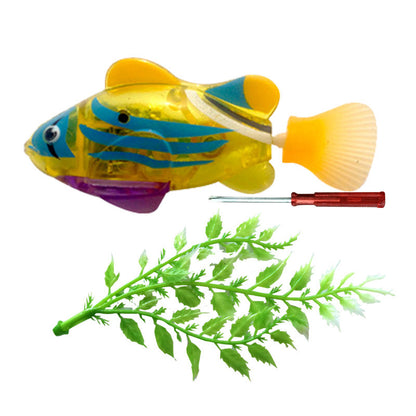 Pet Fish Electronic Cat Toys With Grass LED Light